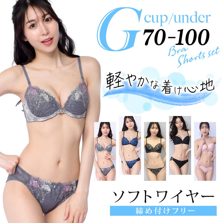 大きいサイズ レディース 下着 ブラジャー G70 G75 G80 G85 G90 G95 G100 ショーツセット M L LL 3L 4L 5L ソフトワイヤー 新入荷 ネコポス不可