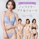 大きいサイズ レディース ブラジャー ショーツセット 上下セット ブラセット ノンワイヤー 下着 モールドカップ LL 3L 4L 5L 新色入荷 メール便不可