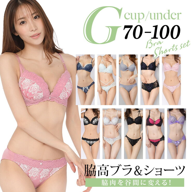 大きいサイズ レディース ブラジャー ショーツセット 下着 Gカップ G70 G75 G80 G85 G90 G95 G100 脇肉スッキリ 下着 ランジェリー 新色入荷 ネコポス不可