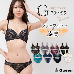 大きいサイズ ブラジャー ショーツセット レディース 下着 G70 G75 G80 G85 G90 G95 脇高 ソフトワイヤー モールドカップ 大きめアンダー