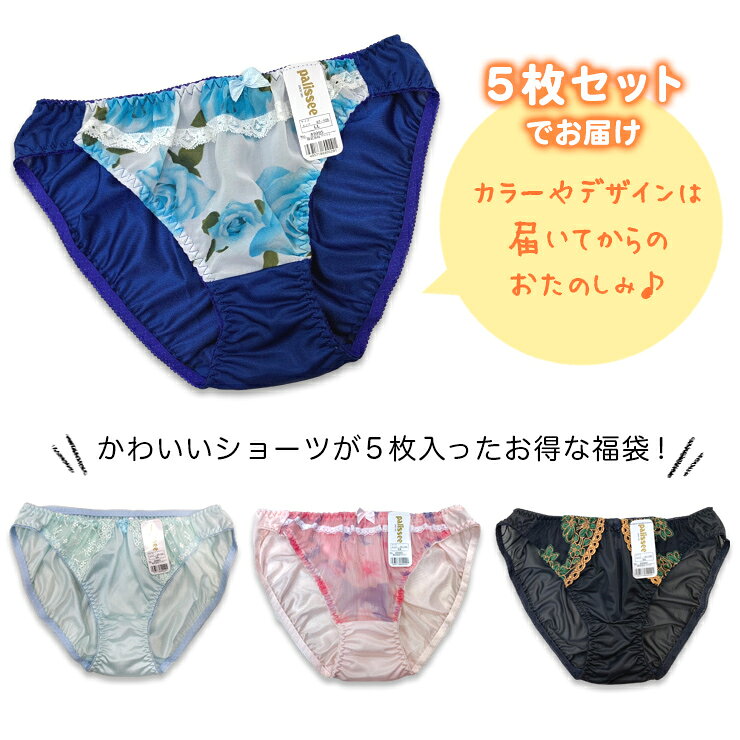 大きいサイズ レディース ショーツ 5枚セット 福袋 パンティ スタンダード トリコット M L LL 3L 4L 5L きれいめ ノーマル (2)