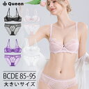 ブラショーツセット 大きいサイズ B85 C85 C90 C95 D85 D90 D95 E85 レース ノンパテッドブラ 薄ブラ 透けブラ セクシー 下着 ランジェリー レディース おしゃれ