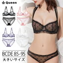 ブラショーツセット 大きいサイズ B85 C85 C90 C95 D85 D90 D95 E85 レース ノンパテッドブラ 薄ブラ 透けブラ セクシー 下着 ランジェリー レディース おしゃれ