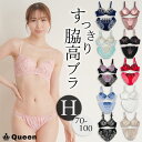ブラショーツセット 脇高ブラ 大きいサイズ レディース 下着 モールドカップ 谷間 盛れる 美胸 背中すっきり 補整ブラ H70 H75 H80 H85 H90 H95 H100