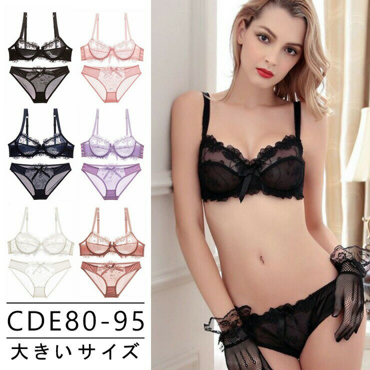 大きいサイズ レディース ブラジャー ショーツセット 下着 C80 C85 C90 C95 D80 D85 D90 D95 E80 E85 L LL 3L セクシーランジェリー 再入荷 ネコポス可