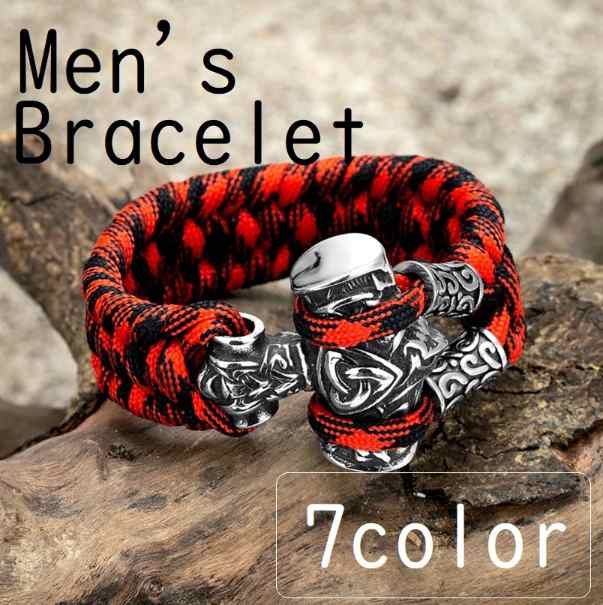 【本日最大5%Offクーポン】メンズ パラコードロープブレスレット 碇 アンカー anchor シルバー ステンレス 紐 アクセサリー