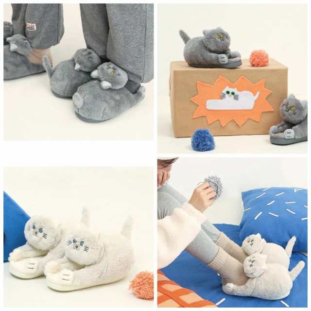 【本日最大5%Offクーポン＆P3倍】 猫ルームシューズ ねこスリッパ もふもふ フワフワ アニマル 冬用スリッパ レディース 防寒 部屋履き あったかいスリッパ もこもこ モコモコスリッパ 暖か 防寒スリッパ室内 室内ばき l-smile-10002376 L-Smile-Japan サンプル画像3
