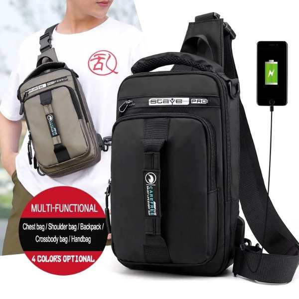 送料無料 メンズ ショルダーバッグ ボディバッグ USB充電ポート ナイロン かばん 鞄 大容量 防水 旅行 レジャー
