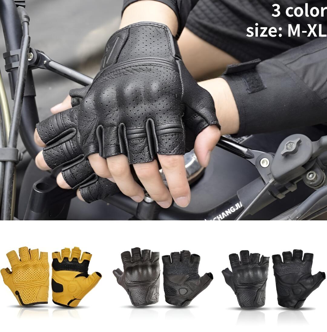 【本日最大20%Offクーポン＆P5倍】バイクグローブ バイク用手袋 ハーフフィンガー 夏用 オートバイ手袋 単車グローブ アメリカン 指ぬき手袋 夏用グローブ メッシュグローブ ツーリング オートバイ メッシュ 夏用手袋 ツーリング モトクロス 自転車 ブラック 黒 黄色 茶色