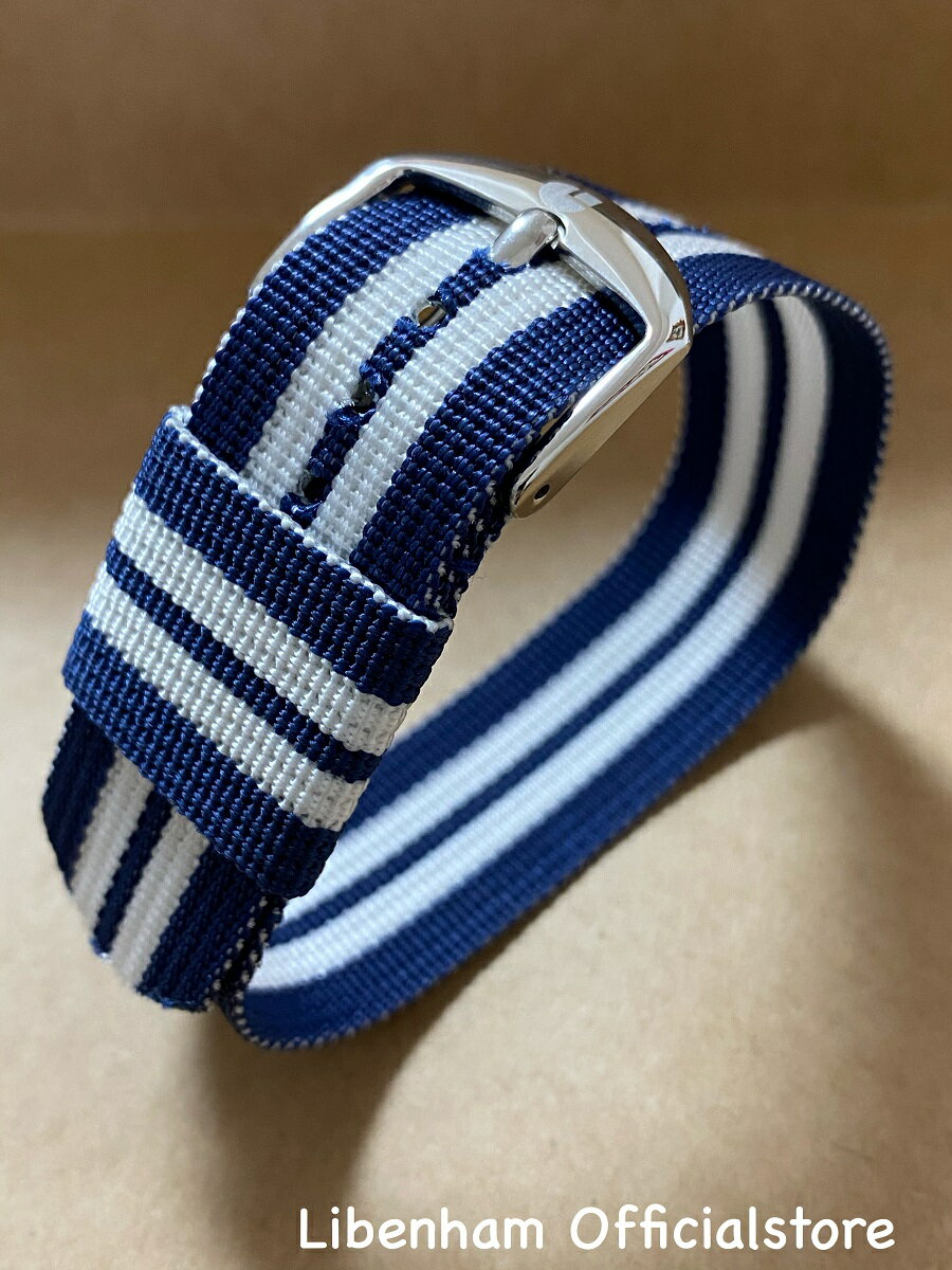 Libenham公式 Libenham LNS-01(White&Navy stripe)[リベンハム/ラントシャフト/別売り/ストラップ/ベルト/ナイロン/ホワイト&ネイビー/ストライプ/スモール/ミディアム/SMALL/MEDIUM]