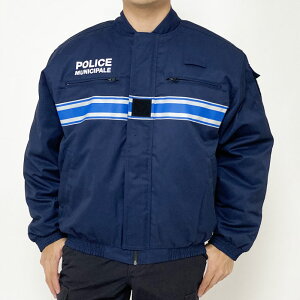 フランス自治体警察 POLICE MUNICIPALE ネイビー ブルーストライプ スタンドカラー ポリスジャケット 新品 F38BNS