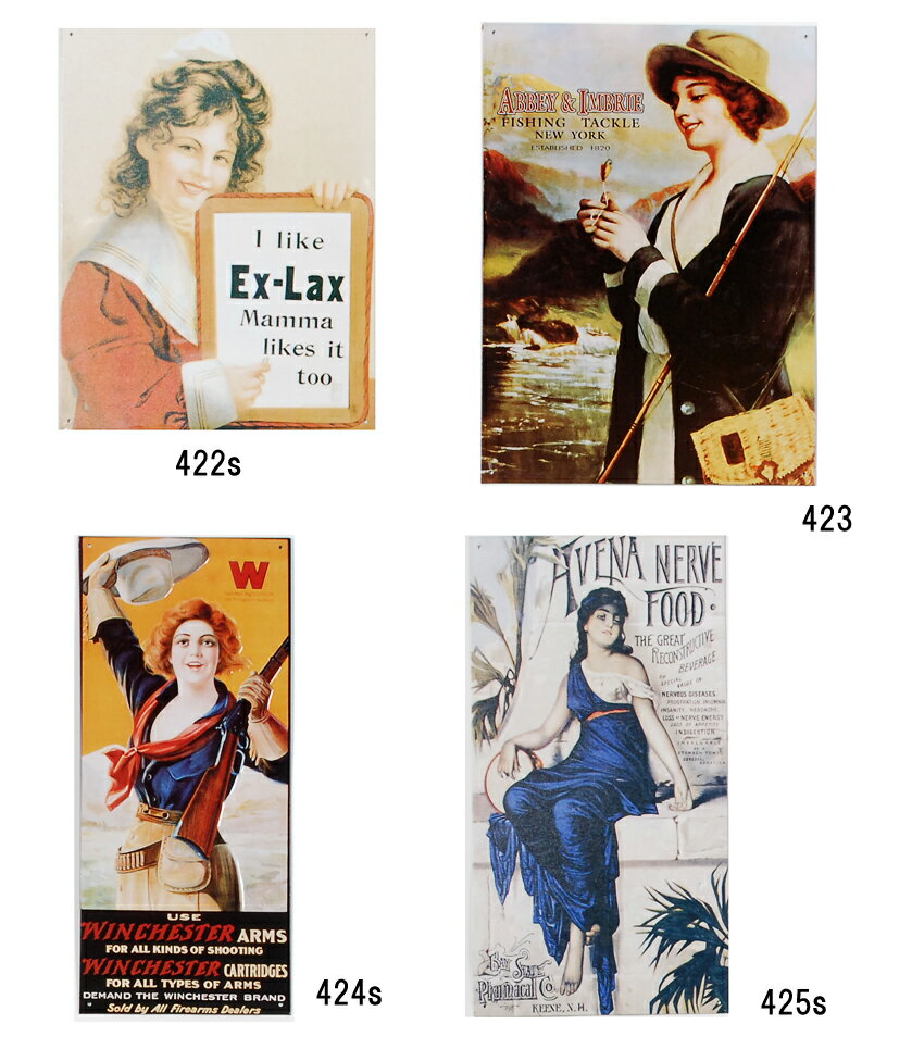 レディース&ガールズ ビンテージ ブリキサインボード 新品 422-430