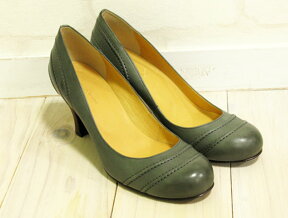 【25%OFF】【旧品番のため】atelier brugge (アトリエブルージュ)ラウンドステッチ パンプス （ヒール高7cm） 【GRAY グレー】7200型