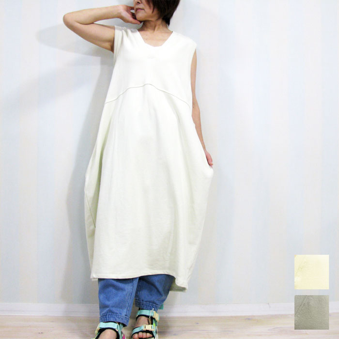 【 35%OFF】【MAX2000円クーポン】TANG!　タング！製品洗い綿麻ミニ裏毛2WAYワンピース