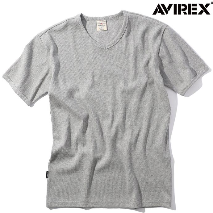 Rakuten - アビレックス AVIREX リブ 半袖 ブイネック Tシャツ デイリーウェア RIB S/S V-NECK T-SHIRT 7834934008 6143501 グレー 送料無料