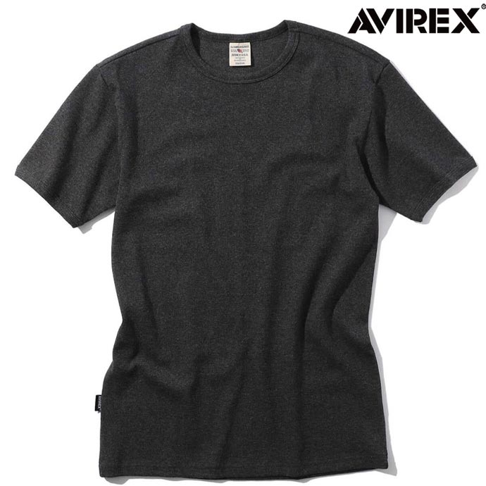 Rakuten - アビレックス AVIREX リブ 半袖 クルーネック Tシャツ デイリーウェア RIB S/S CREW NECK T-SHIRT 7834934014 6143502 チャコール 送料無料