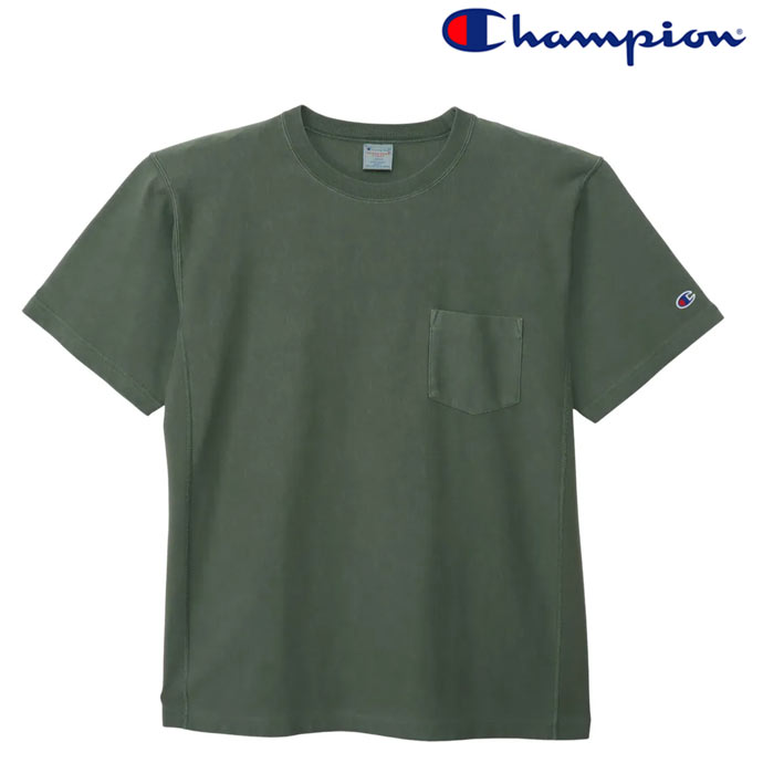 Rakuten - チャンピオン Champion リバースウィーブ ショートスリーブポケット付きTシャツ C3-D302 ポケT オリーブ 送料無料