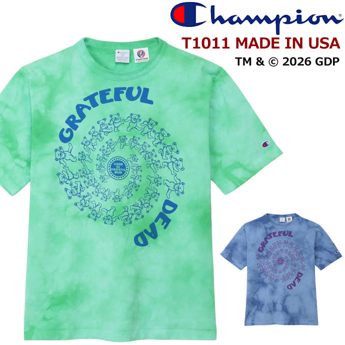 Rakuten - チャンピオン Champion T1011 ティーテンイレブン Grateful Deadデザイン Tシャツ C5-D308 2色 ライトブルー他 送料無料