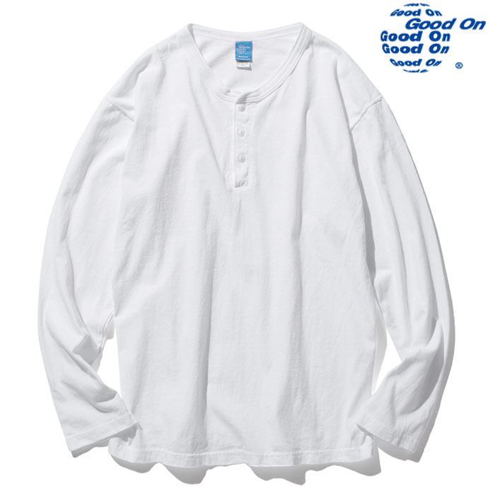 Good On グッドオン HENLEY NECK TEE 長袖 5.5oz ロングスリーブヘンリーTシャツ GOLT1601 ホワイト WHITE 送料無料