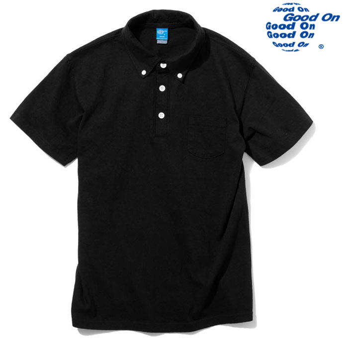 Rakuten - Good On グッドオン 5.5oz ショートスリーブ ボタンダウン ポロTシャツ GOST1103 メンズ ユニセックス ブラック BLACK 送料無料