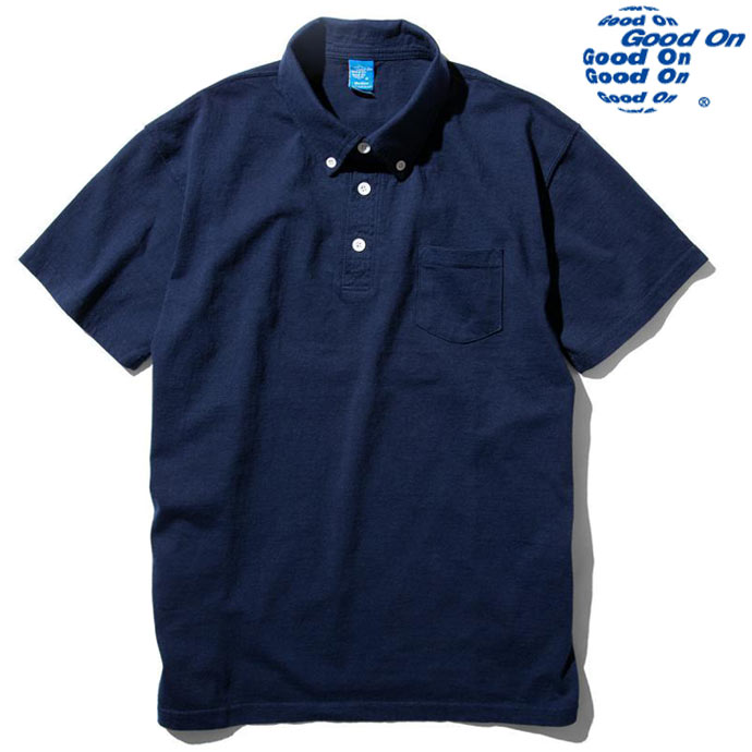 Rakuten - Good On グッドオン 5.5oz ショートスリーブ ボタンダウン ポロTシャツ GOST1103 メンズ ユニセックス ネイビー NAVY 送料無料