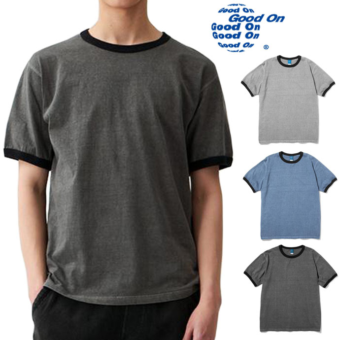Rakuten - Good On グッドオン RINGER TEE 5.5oz ショートスリーブ リンガーTシャツ ピグメント染め GOST2503 3色 P- グレー アジサイ他 送料無料