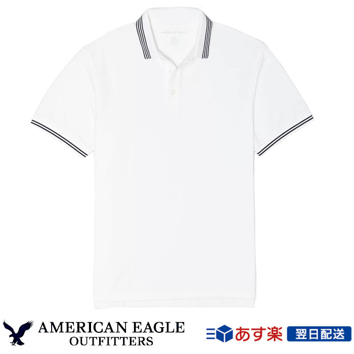 アメリカンイーグル American Eagle メンズ ポロシャツ AE SUPER SOFT ICON TIPPED PIQUE POLO SHIRT ホワイト White【送料無料】