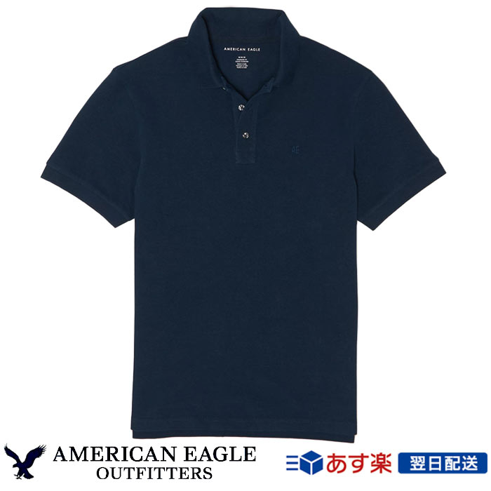 アメリカンイーグル American Eagle メンズ ポロシャツ AE Super Soft Icon Pique Polo Shirt ネイビー Navy【送料無料】