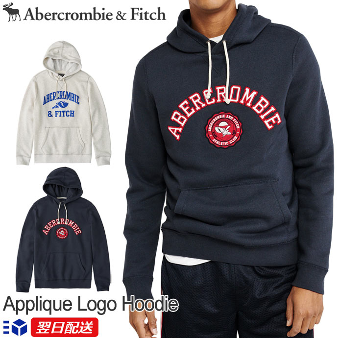 【新作！】アバクロンビー＆フィッチ 正規品 アバクロ Abercrombie＆Fitch メンズ パーカー フリース プルオーバーアップリケプルオーバーパーカー Applique Logo Hoodie 【2色】Navy│ネイビー│Grey│グレー