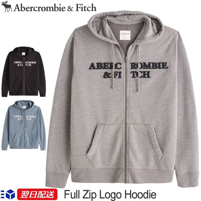 アバクロ Abercrombie＆Fitch アバクロンビー＆フィッチ ジップアップパーカー 新作 ロゴフーディ Full-Zip Logo Hoodie 全3色 ブラック グレー他 送料無料