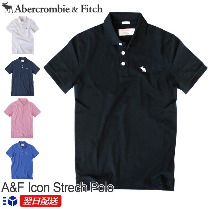 【新作！】アバクロンビー＆フィッチ 正規品 アバクロ Abercrombie＆Fitch メンズ ストレッチ カノコ ポロシャツ：Icon Strech Polo【5色】ホワイト│ブラック│ネイビー他 US限定モデル