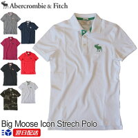 【新作！】アバクロンビー＆フィッチ 正規品 アバクロ Abercrombie＆Fitch メンズ ストレッチ カノコ ビックアイコン ビックロゴ ポロシャツ Big Moose Icon Strech Polo 【6色】ホワイト ネイビー ブラック他【US限定モデル】