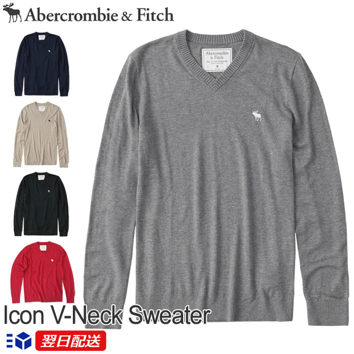 【新作！】アバクロンビー&フィッチ 正規品 アバクロ Abercrombie＆Fitch メンズ Vネックセーター ニット：Icon V-Neck Sweater【5色】グレー│ネイビー│ブラック│オートミール│レッド【US限定モデル】