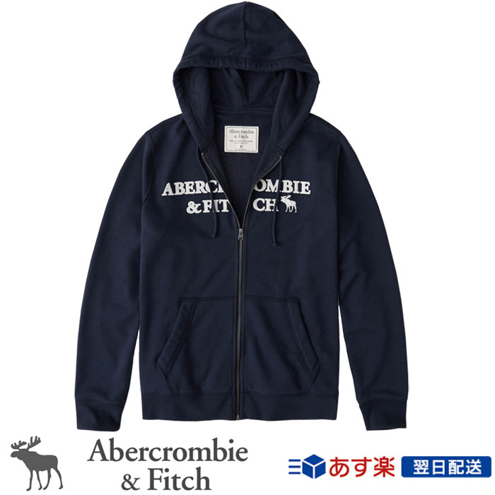 【新作！】アバクロンビー＆フィッチ 正規品 アバクロ Abercrombie＆Fitch メンズ ジップアップパーカー Logo Zip Up Hoodie Navy│ネイビー