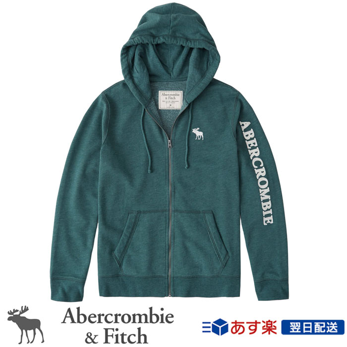 【新作！】アバクロンビー＆フィッチ 正規品 アバクロ Abercrombie＆Fitch メンズ ジップアップパーカー Logo Zip Up Hoodie Green│グリーン