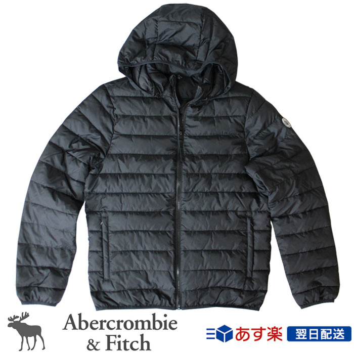【新作！】アバクロンビー＆フィッチ 正規品 アバクロ Abercrombie＆Fitch メンズ アウターフード付きダウンジャケット Light Weight Puffer Jacket Black ブラック│黒色【US限定モデル/送料無料】