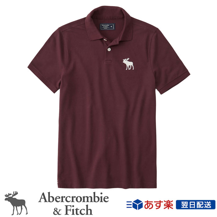 【2020年SS新作！】アバクロンビー＆フィッチ 正規品 アバクロ Abercrombie＆Fitch メンズ ストレッチ カノコ ビックアイコン ポロシャツ Exploded Icon Stretch Polo バーガンディー Burgundy