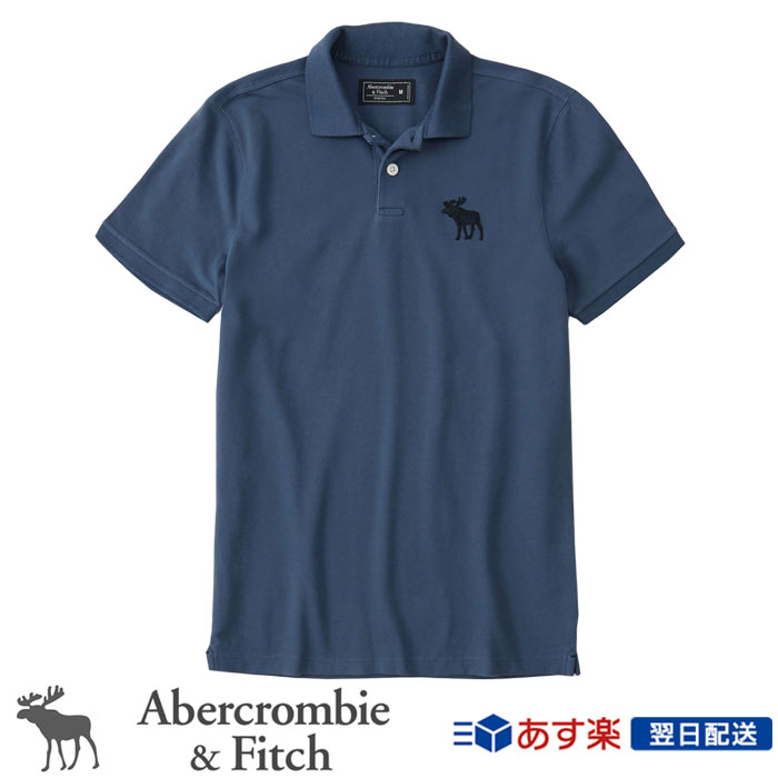 【2020年SS新作！】アバクロンビー＆フィッチ 正規品 アバクロ Abercrombie＆Fitch メンズ ストレッチ カノコ ビックアイコン ポロシャツ Exploded Icon Stretch Polo ブルー Blue