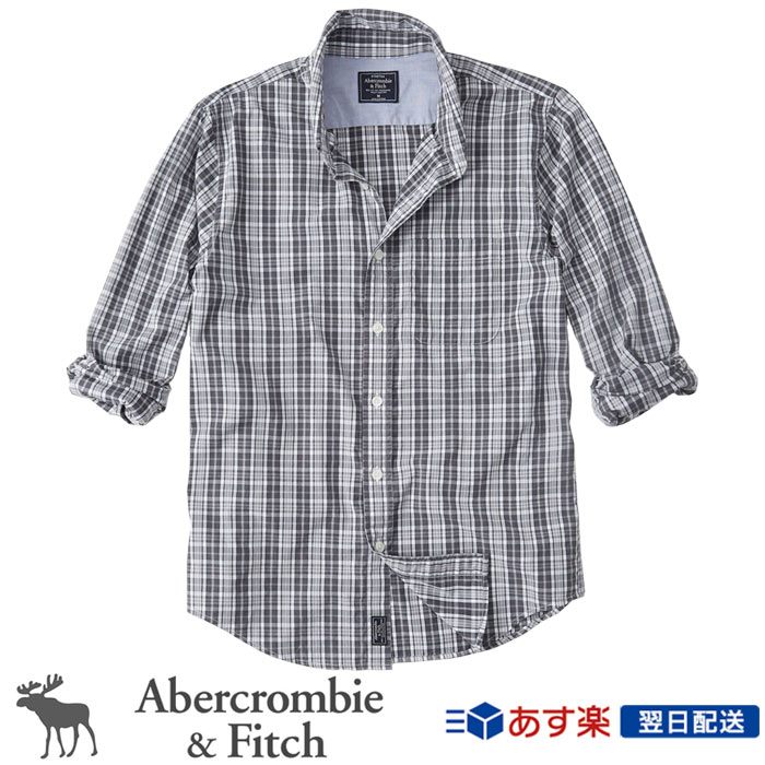 【2020新作！】アバクロンビー＆フィッチ 正規品 アバクロ Abercrombie＆Fitch メンズ チェック柄シャツ ボタンダウンシャツ Plaid Poplin Shirt グレープラッド Grey Plaid