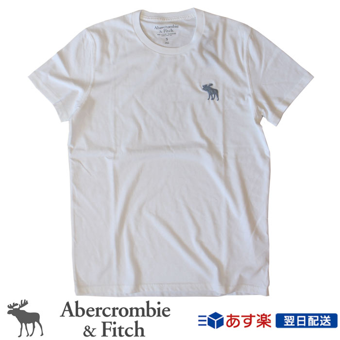 【新作！】アバクロンビー＆フィッチ 正規品 アバクロ Abercrombie＆Fitch メンズ Tシャツ ビックムース 無地Tシャツ Big Icon Crew Tee ホワイト White【US限定モデル】