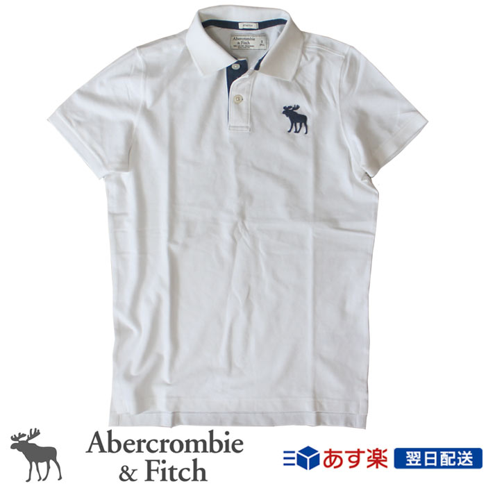 【2020SS新作！】アバクロ Abercrombie＆Fitch アバクロンビー＆フィッチ ビックロゴ ポロシャツ Big Icon Strech Polo ホワイト White【送料無料】