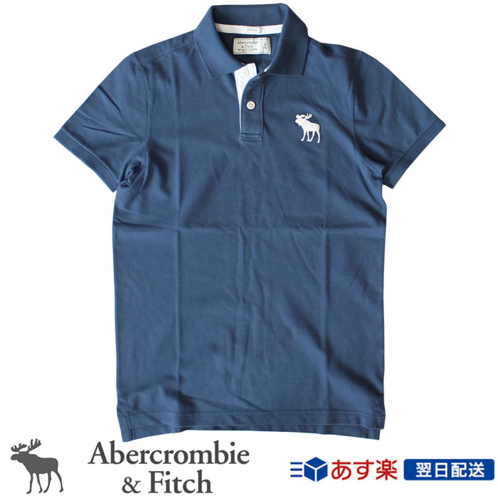 【2020SS新作！】アバクロ Abercrombie＆Fitch アバクロンビー＆フィッチ ビックロゴ ポロシャツ Big Icon Strech Polo ネイビー Navy【送料無料】