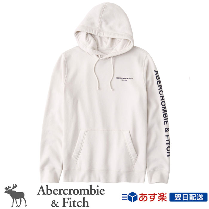 【訳アリ商品/フード部分に傷あり】アバクロ Abercrombie＆Fitch アバクロンビー＆フィッチ ロゴ入りパーカー フーディー Logo Hoodie Off White オフホワイト《送料無料》【返品不可】