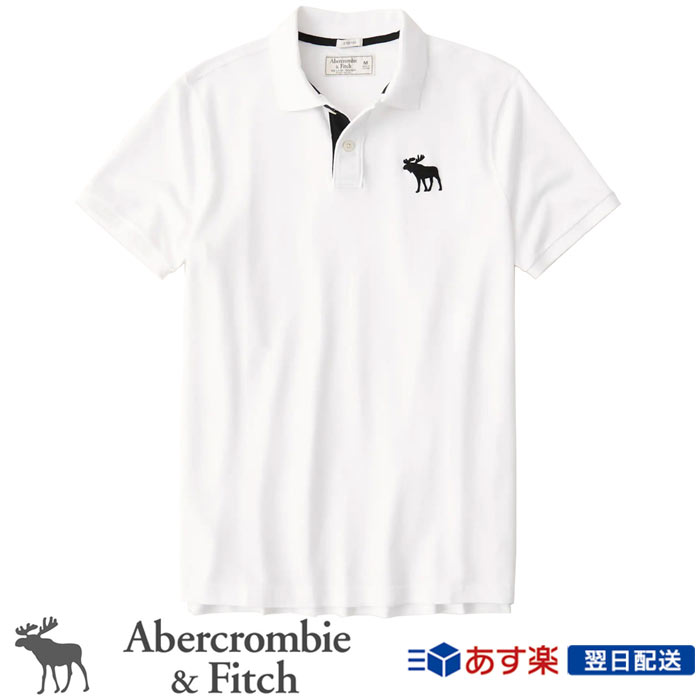 アバクロ Abercrombie＆Fitch アバクロンビー＆フィッチ ビックロゴ ポロシャツ 2021新作 Big Icon Strech Polo ホワイト