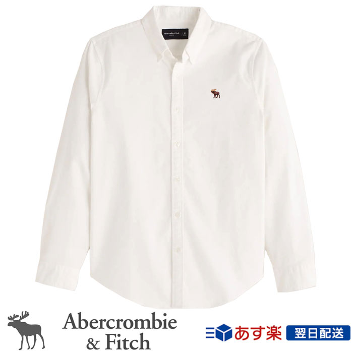 アバクロンビー＆フィッチ 正規品 アバクロ Abercrombie＆Fitch メンズ 新作 オックスフォードシャツ ボタンダウンシャツ Signature Icon Oxford Shirt ホワイト White