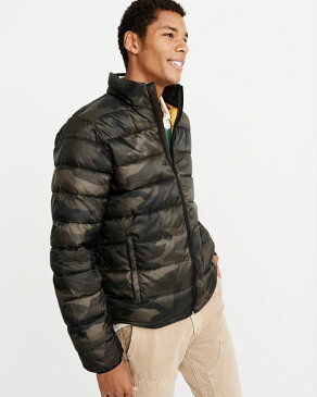 【新作！】アバクロンビー＆フィッチ 正規品 アバクロ Abercrombie＆Fitch メンズ フード付き ダウンジャケット アウター：Lightweight Down Filled Convertible Hood Packable Puffer - Camo│カモフラージュ│迷彩柄《送料無料》