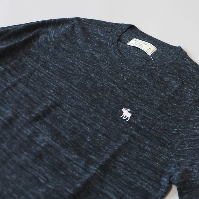 【新作！】アバクロンビー&フィッチ 正規 アバクロ Abercrombie＆Fitch メンズ アイコン クルーネックセーター Icon Crew Sweater ヘザーネイビー【US限定モデル】