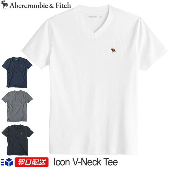アバクロ Abercrombie＆Fitch アバクロンビー＆フィッチ メンズ アイコン VネックTシャツ 4色 ホワイト ブラック他 US限定モデル 送料無料