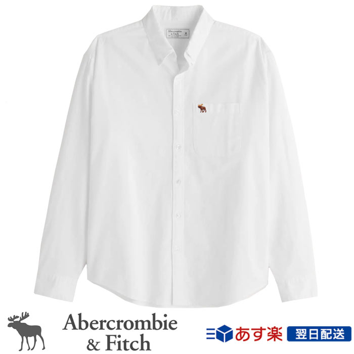 アバクロンビー＆フィッチ 正規品 アバクロ Abercrombie＆Fitch メンズ 2022新作 オックスフォードシャツ ボタンダウンシャツ Signature Icon Oxford Shirt ホワイト