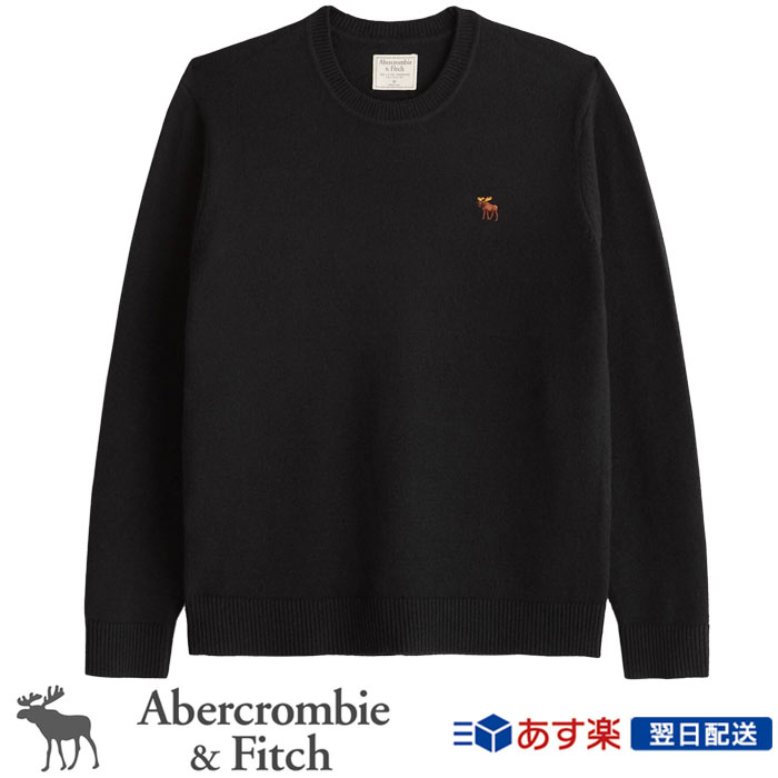 アバクロ Abercrombie＆Fitch アバクロンビー&フィッチ 正規 メンズ アイコン クルーネックセーター Signature Icon Crew Sweater ブラック US限定モデル 送料無料